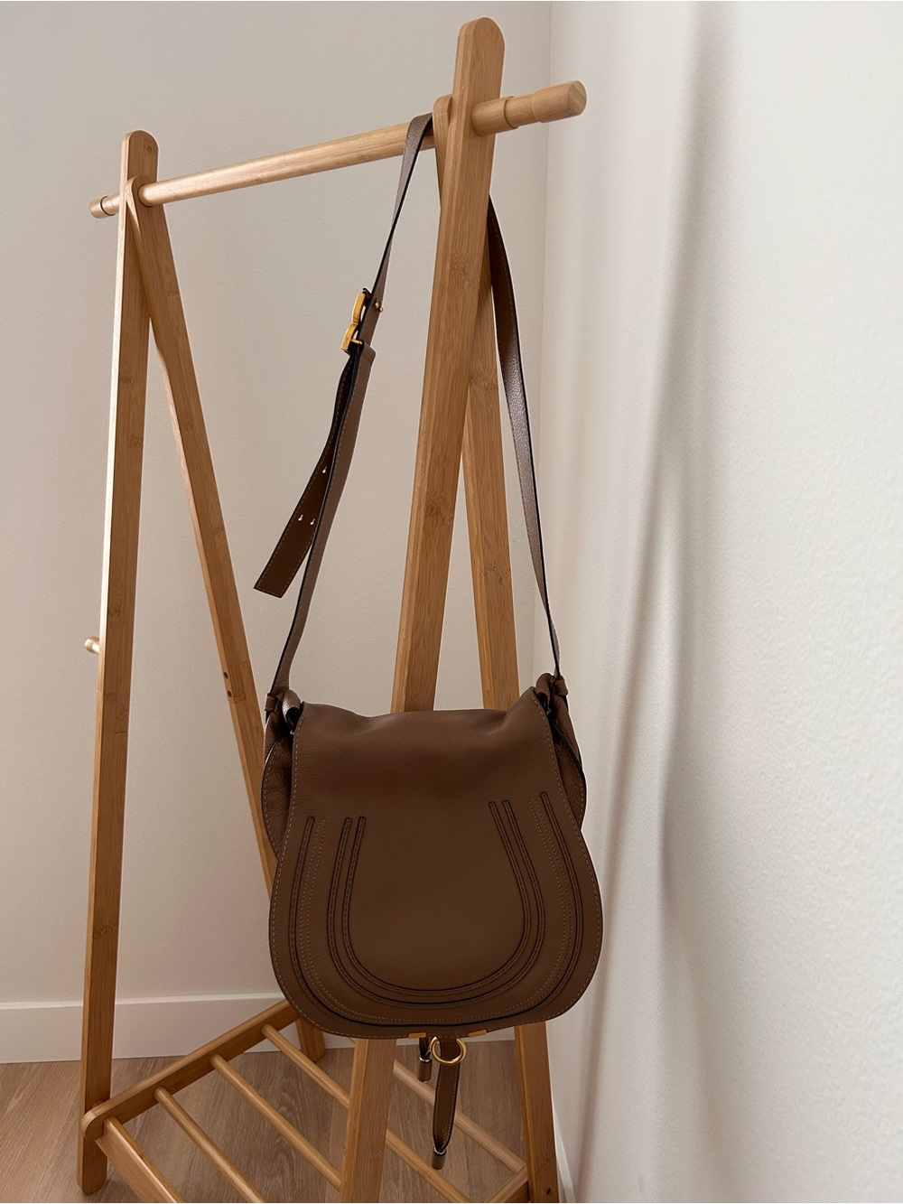 Chloe Camel Leather Saddle Crossbody Bag